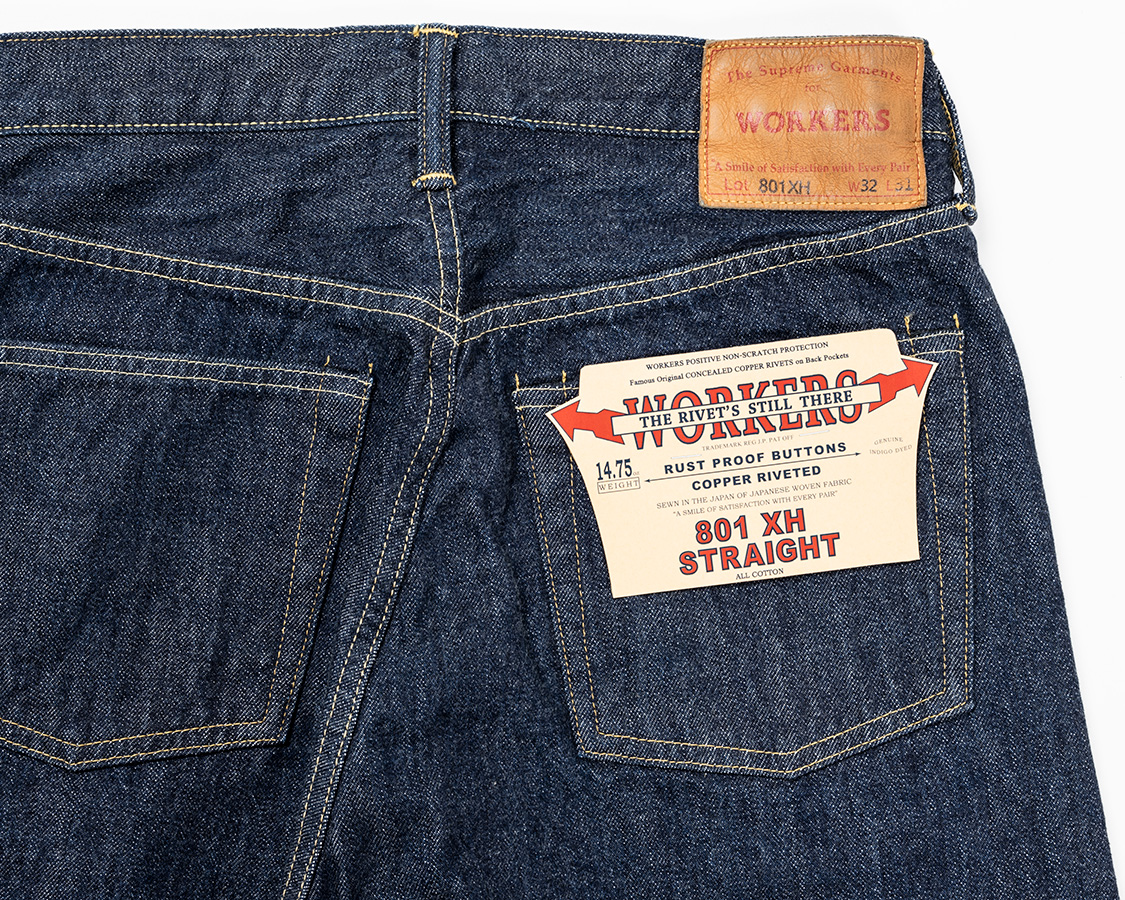 Lot 801XH, Straight Jeans, 14.7 oz, Indigo Raw Denim, American 